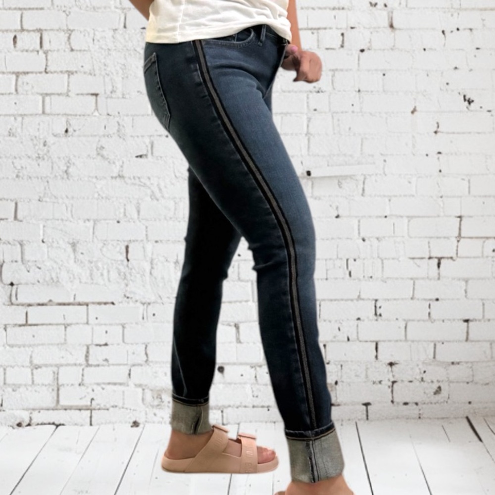 SILVER JEANS CO Suki Skinny Tuxedo Stripe Embellished Jeans ~ NWOT